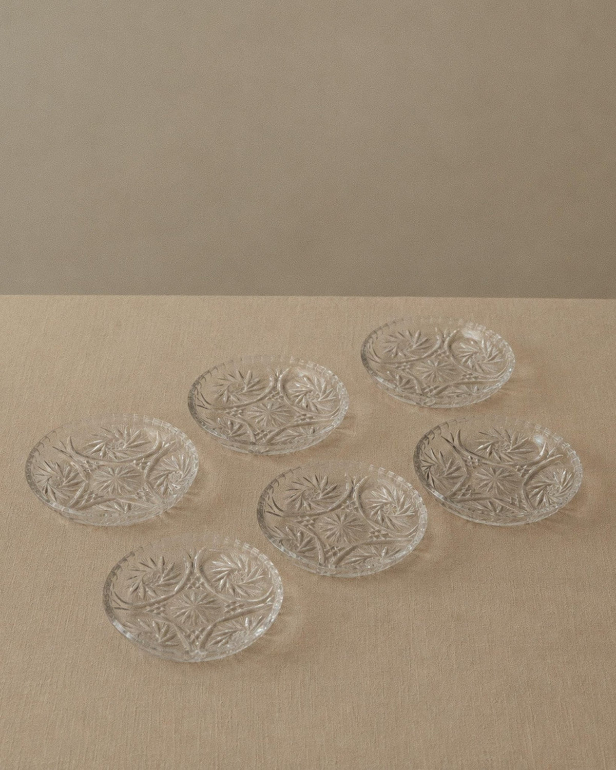 Vintage 1950s Crystal Dessert Plates Set of 6, Handcrafted Dresdener Crystal Glass Plates with Fine Texture, for Cake and Dessert, Gift Idea_Bottega Jacobs