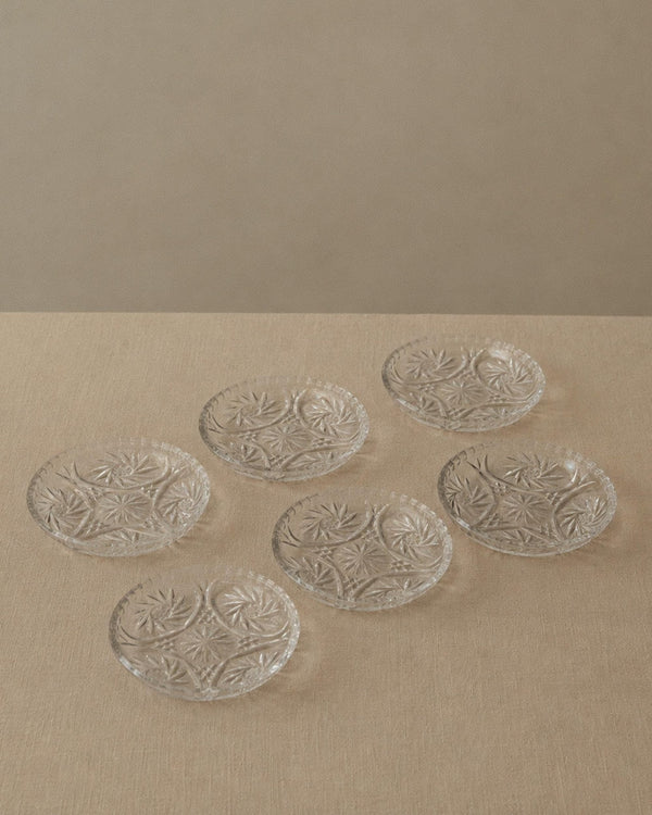 Vintage 1950s Crystal Dessert Plates Set of 6, Handcrafted Dresdener Crystal Glass Plates with Fine Texture, for Cake and Dessert, Gift Idea_Bottega Jacobs