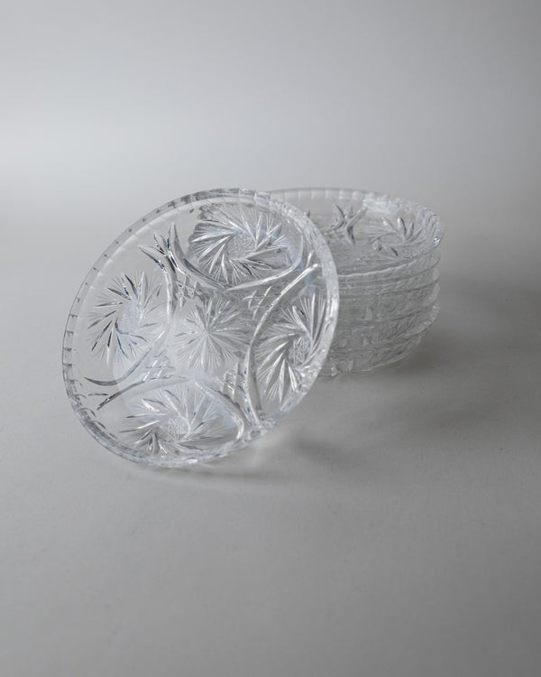 Vintage 1950s Crystal Dessert Plates Set of 6, Handcrafted Dresdener Crystal Glass Plates with Fine Texture, for Cake and Dessert, Gift Idea_Bottega Jacobs