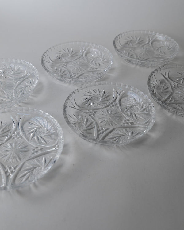 Vintage 1950s Crystal Dessert Plates Set of 6, Handcrafted Dresdener Crystal Glass Plates with Fine Texture, for Cake and Dessert, Gift Idea_Bottega Jacobs