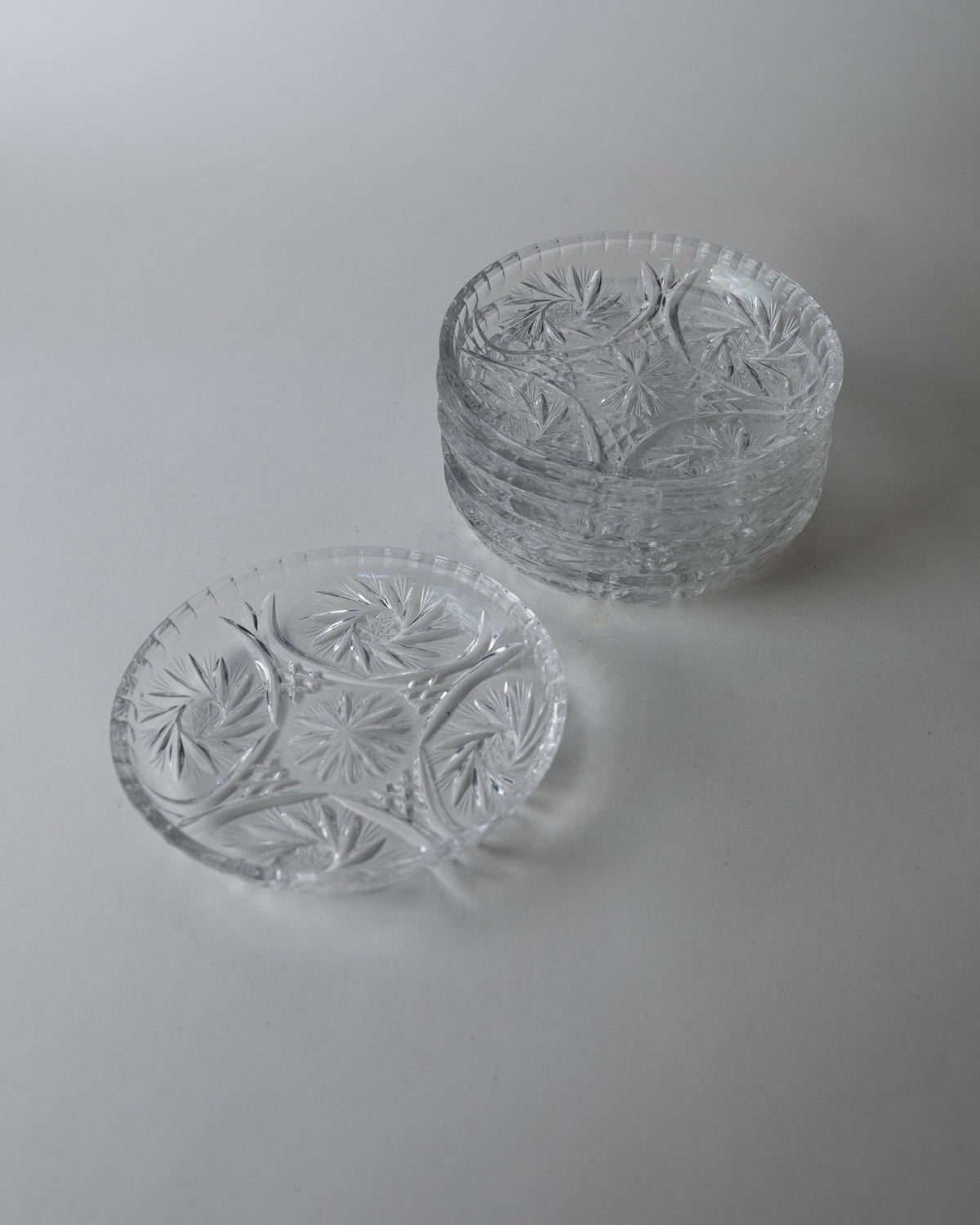 Vintage 1950s Crystal Dessert Plates Set of 6, Handcrafted Dresdener Crystal Glass Plates with Fine Texture, for Cake and Dessert, Gift Idea_Bottega Jacobs