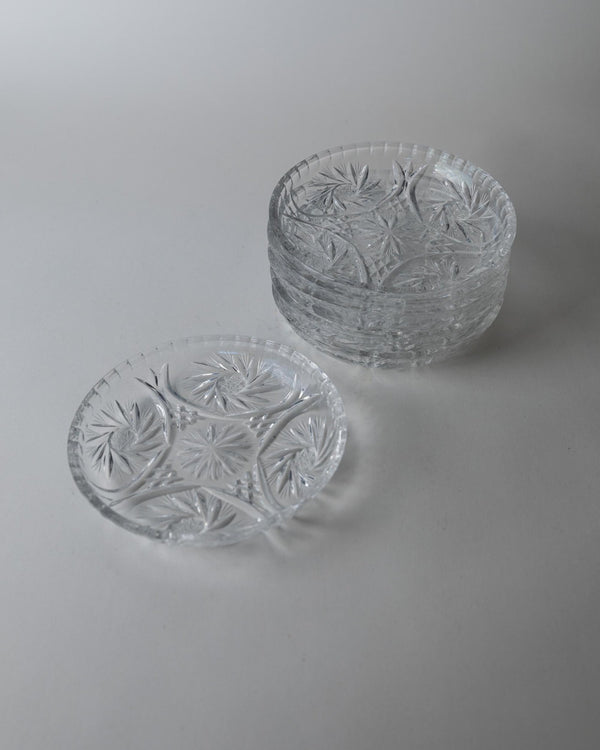 Vintage 1950s Crystal Dessert Plates Set of 6, Handcrafted Dresdener Crystal Glass Plates with Fine Texture, for Cake and Dessert, Gift Idea_Bottega Jacobs