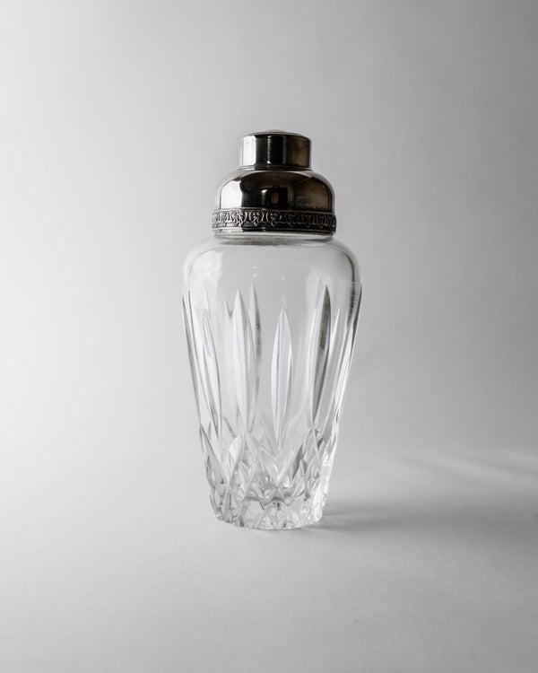 Vintage 1950s Crystal Glass Cocktail Shaker, by RCR Italy, Silver Plated Top, Hand Cut Glass Design, Elegant Barware Accessory, Gift Idea_Bottega Jacobs