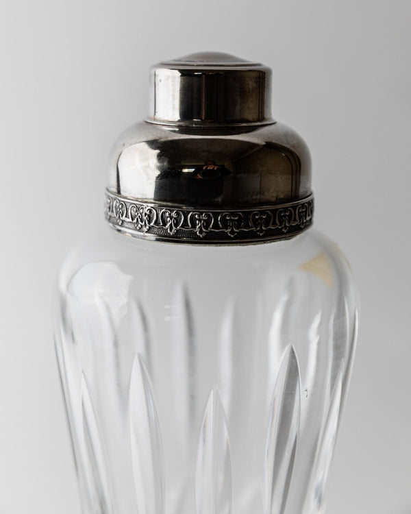 Vintage 1950s Crystal Glass Cocktail Shaker, by RCR Italy, Silver Plated Top, Hand Cut Glass Design, Elegant Barware Accessory, Gift Idea_Bottega Jacobs