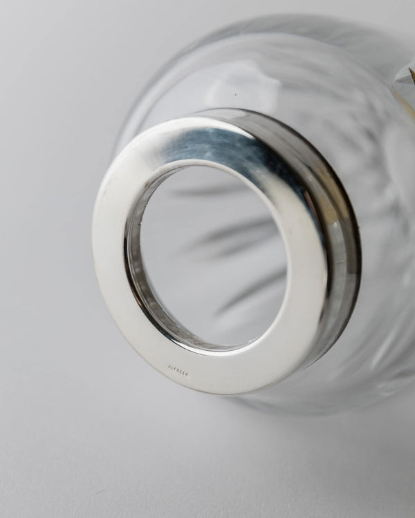 Vintage 1950s Crystal Glass Cocktail Shaker, by RCR Italy, Silver Plated Top, Hand Cut Glass Design, Elegant Barware Accessory, Gift Idea_Bottega Jacobs