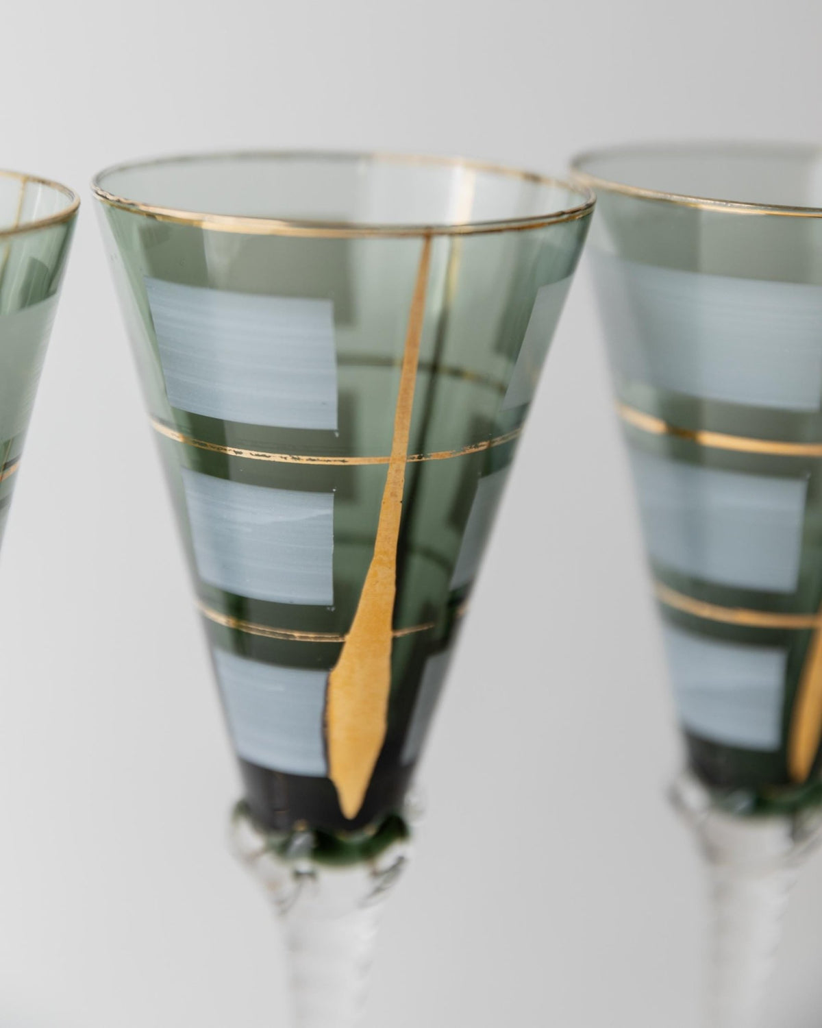 Vintage 1950s Murano Glass Liqueur Set, blue Decanter and 4 Glasses with Hand Painted Gold Details, Elegant Italian Barware, Gift Idea_Bottega Jacobs
