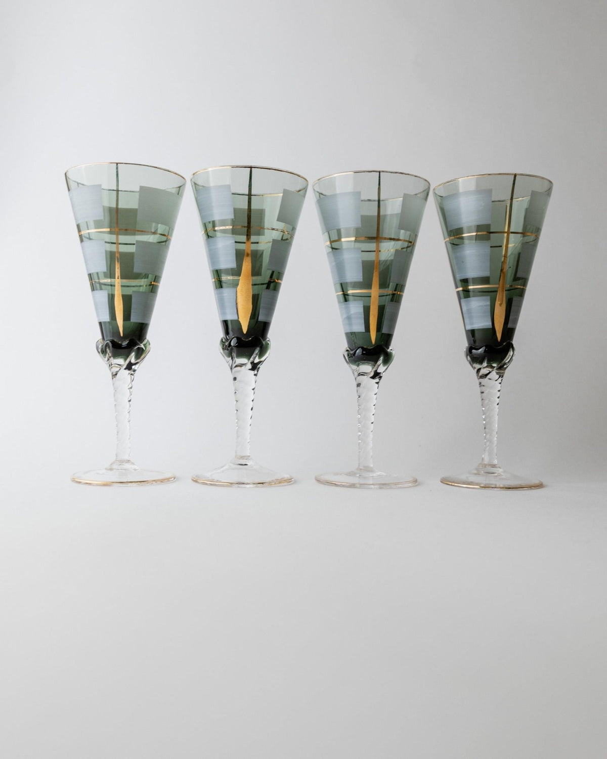 Vintage 1950s Murano Glass Liqueur Set, blue Decanter and 4 Glasses with Hand Painted Gold Details, Elegant Italian Barware, Gift Idea_Bottega Jacobs