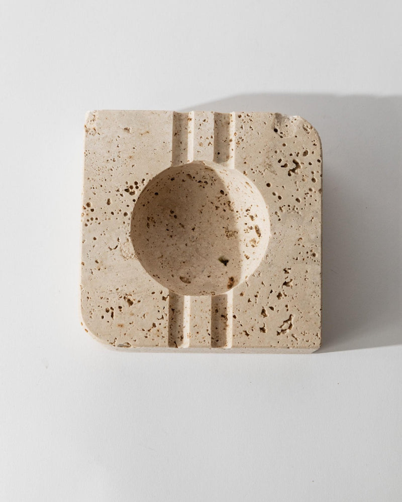 Vintage 1960s Alabaster Ashtray, Beige Stone Mid Century Design from San Gimignano Italy, Sculptural Table Decor, Timeless Elegant Gift Idea_Bottega Jacobs