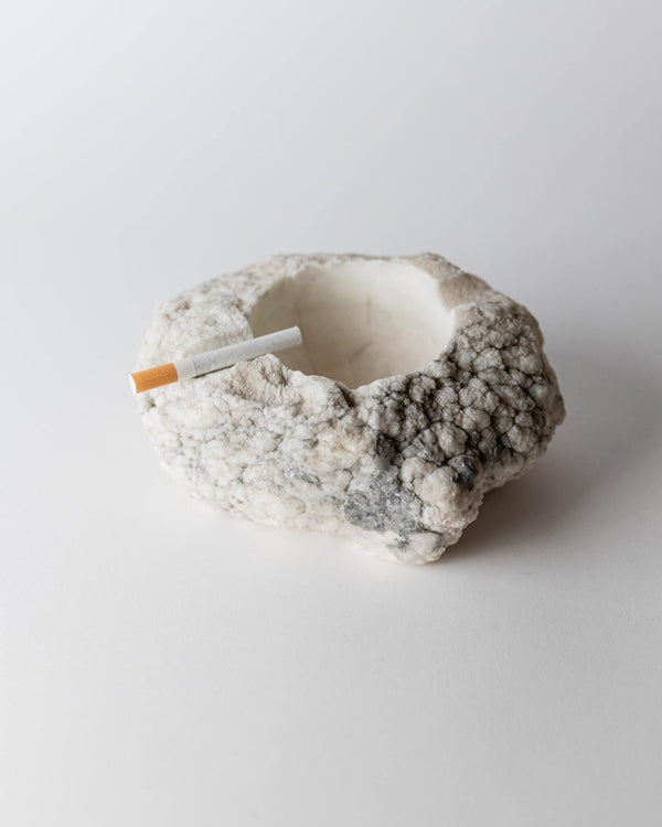 Vintage 1960s Alabaster Ashtray, Hand Carved Natural Stone with Crystalline Form, Sculptural Design, Table Accent, Timeless Gift Idea_Bottega Jacobs