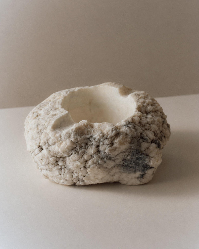 Vintage 1960s Alabaster Ashtray, Hand Carved Natural Stone with Crystalline Form, Sculptural Design, Table Accent, Timeless Gift Idea