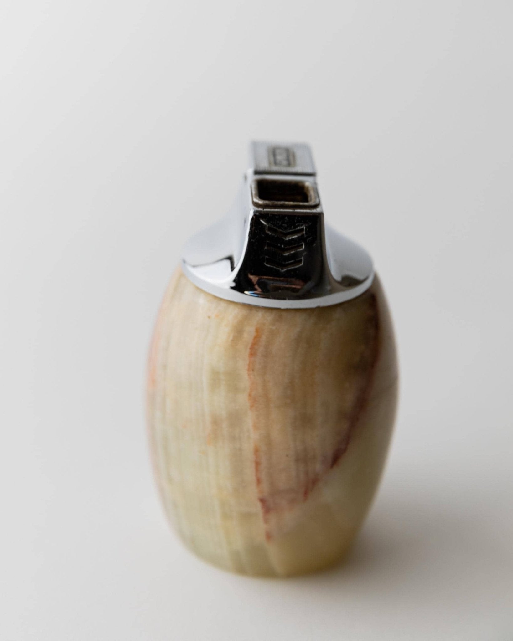 Vintage 1960s Alabaster Table Lighter, by Piezo Italy, Green Beige Stone Design, Elegant Mid Century Bar Accessory, Desk Object, Gift Idea_Bottega Jacobs