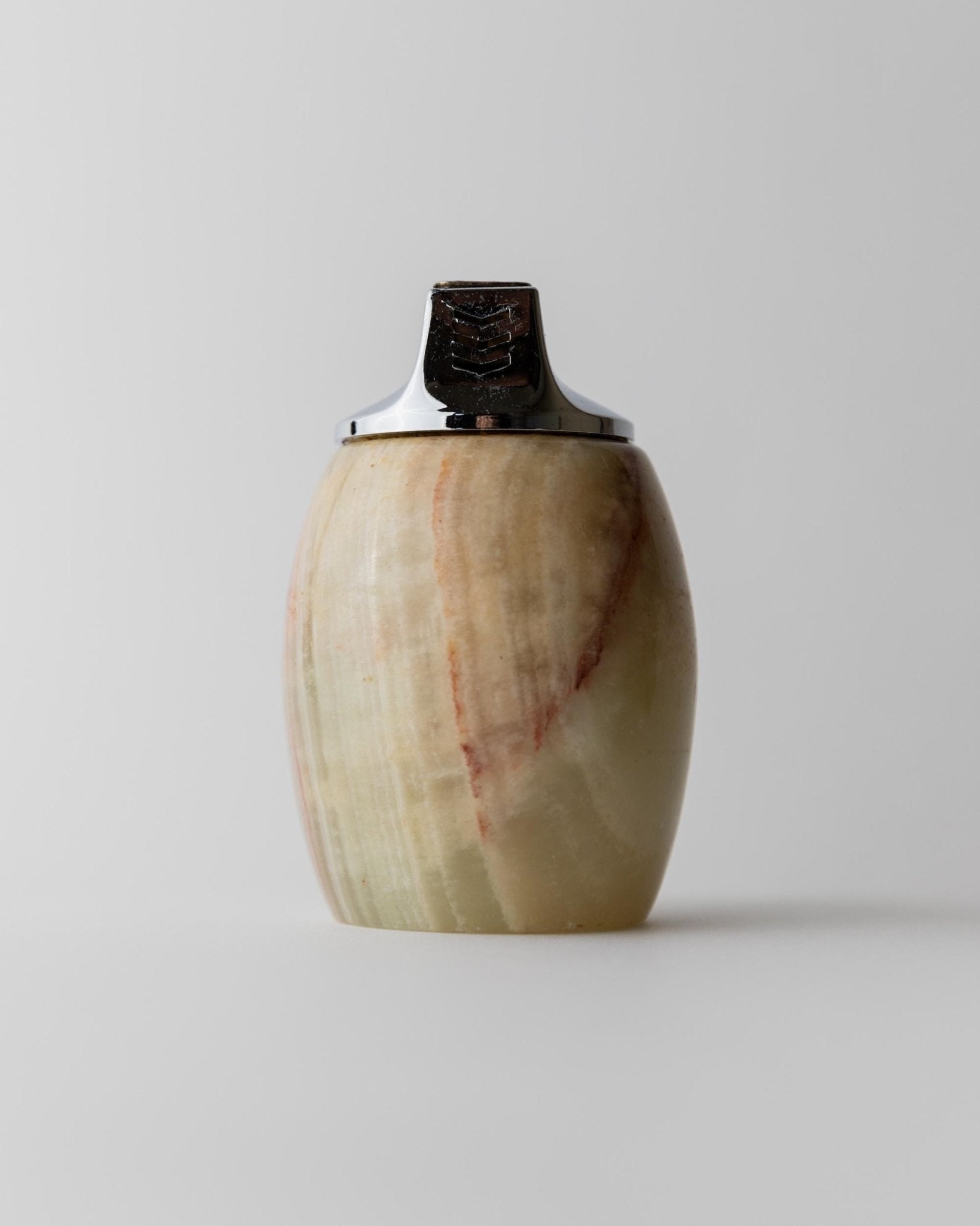Vintage 1960s Alabaster Table Lighter, by Piezo Italy, Green Beige Stone Design, Elegant Mid Century Bar Accessory, Desk Object, Gift Idea_Bottega Jacobs