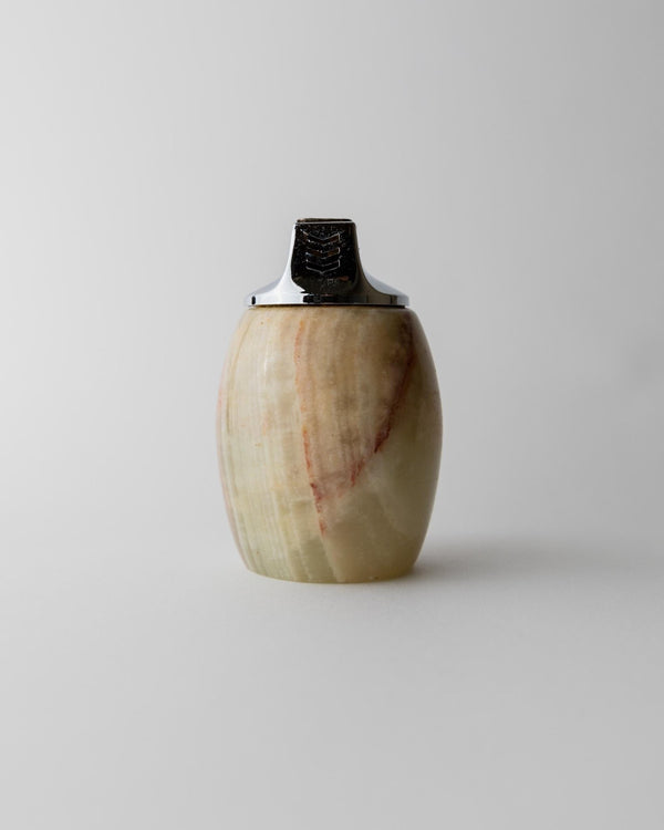 Vintage 1960s Alabaster Table Lighter, by Piezo Italy, Green Beige Stone Design, Elegant Mid Century Bar Accessory, Desk Object, Gift Idea_Bottega Jacobs