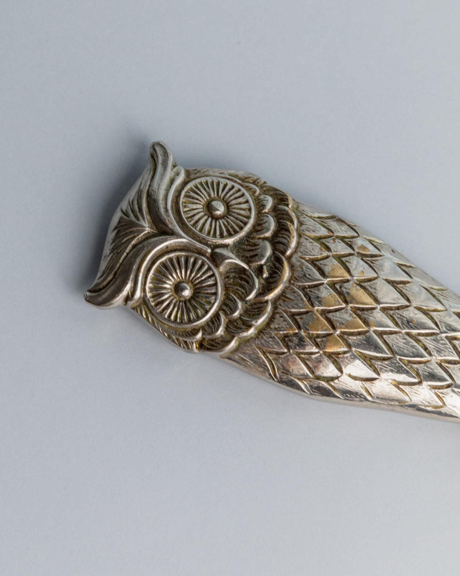 Vintage 1960s Bottle Opener silver plated, Owl Shape, Gift Idea Christmas, Table Decoration_Bottega Jacobs
