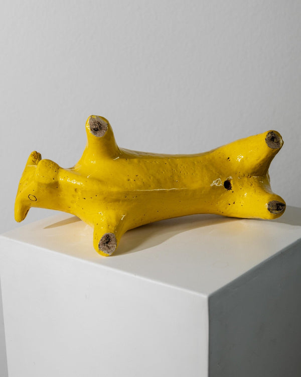 Vintage 1960s Ceramic Bull by Aldo Londi for Bitossi, Large Yellow Rimini Bull with Textured Pattern, Italian Design, Sculptural Gift Idea_Bottega Jacobs