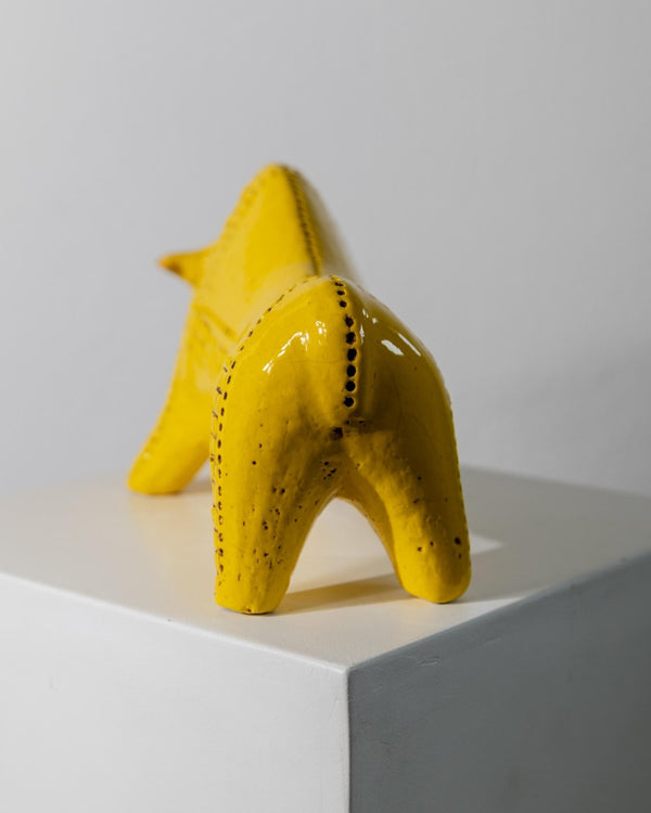 Vintage 1960s Ceramic Bull by Aldo Londi for Bitossi, Large Yellow Rimini Bull with Textured Pattern, Italian Design, Sculptural Gift Idea_Bottega Jacobs