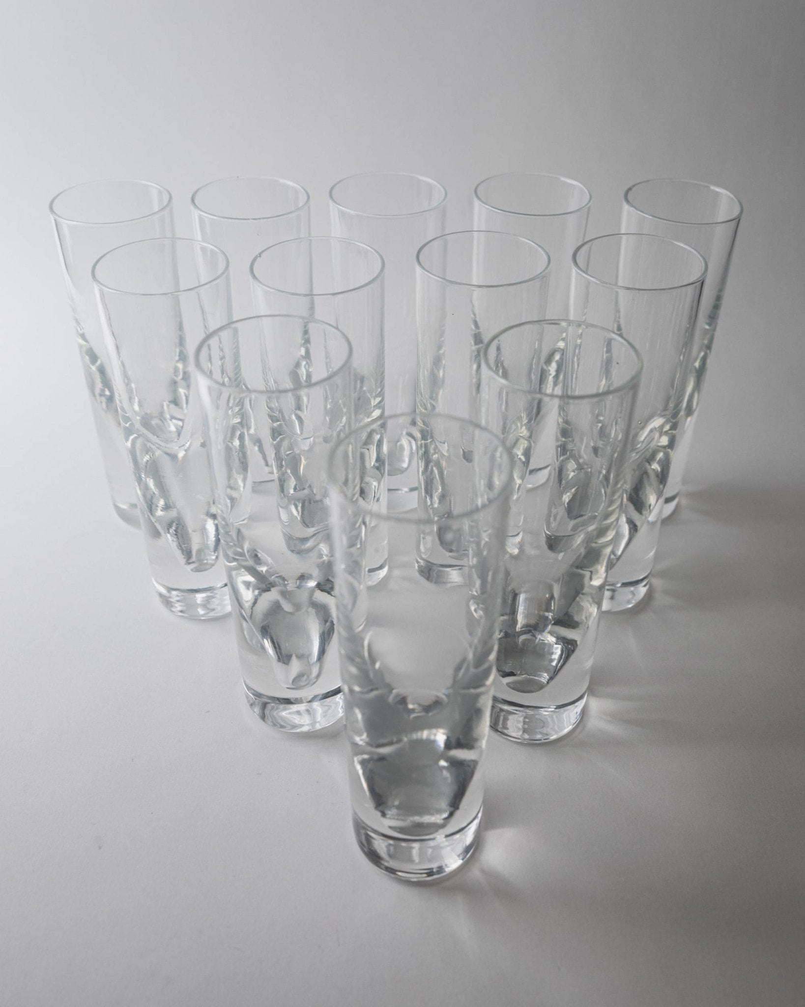 Vintage 1960s Drinking Glass Set of 12, Clear Murano Art Glass Design by Carlo Moretti Model Bullet, Italian Tableware, Elegant Gift Idea_Bottega Jacobs