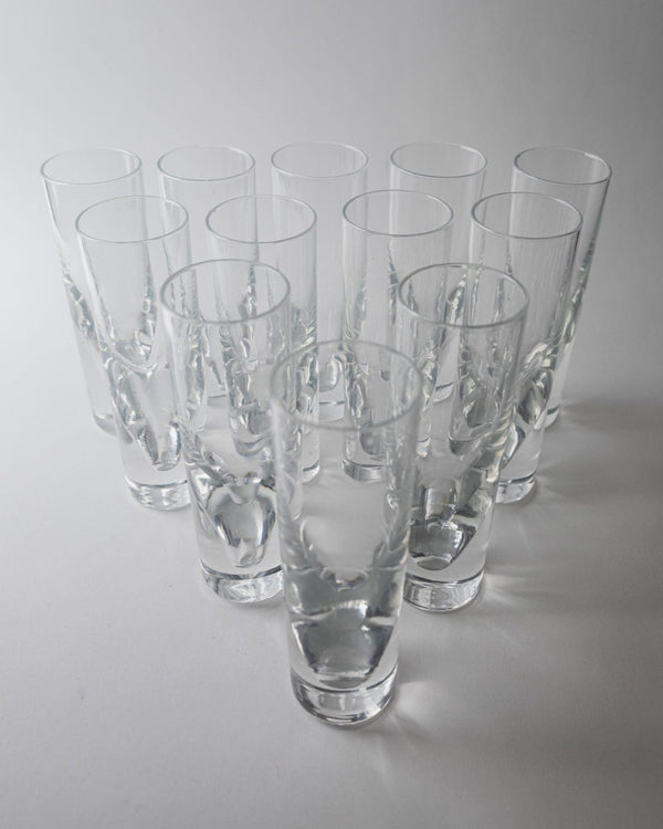 Vintage 1960s Drinking Glass Set of 12, Clear Murano Art Glass Design by Carlo Moretti Model Bullet, Italian Tableware, Elegant Gift Idea_Bottega Jacobs