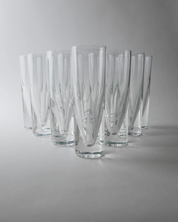 Vintage 1960s Drinking Glass Set of 12, Clear Murano Art Glass Design by Carlo Moretti Model Bullet, Italian Tableware, Elegant Gift Idea_Bottega Jacobs