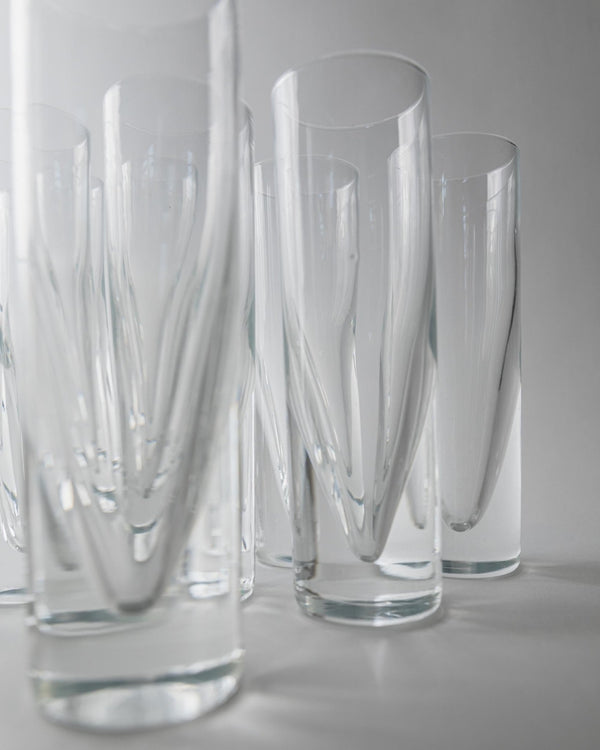 Vintage 1960s Drinking Glass Set of 12, Clear Murano Art Glass Design by Carlo Moretti Model Bullet, Italian Tableware, Elegant Gift Idea_Bottega Jacobs