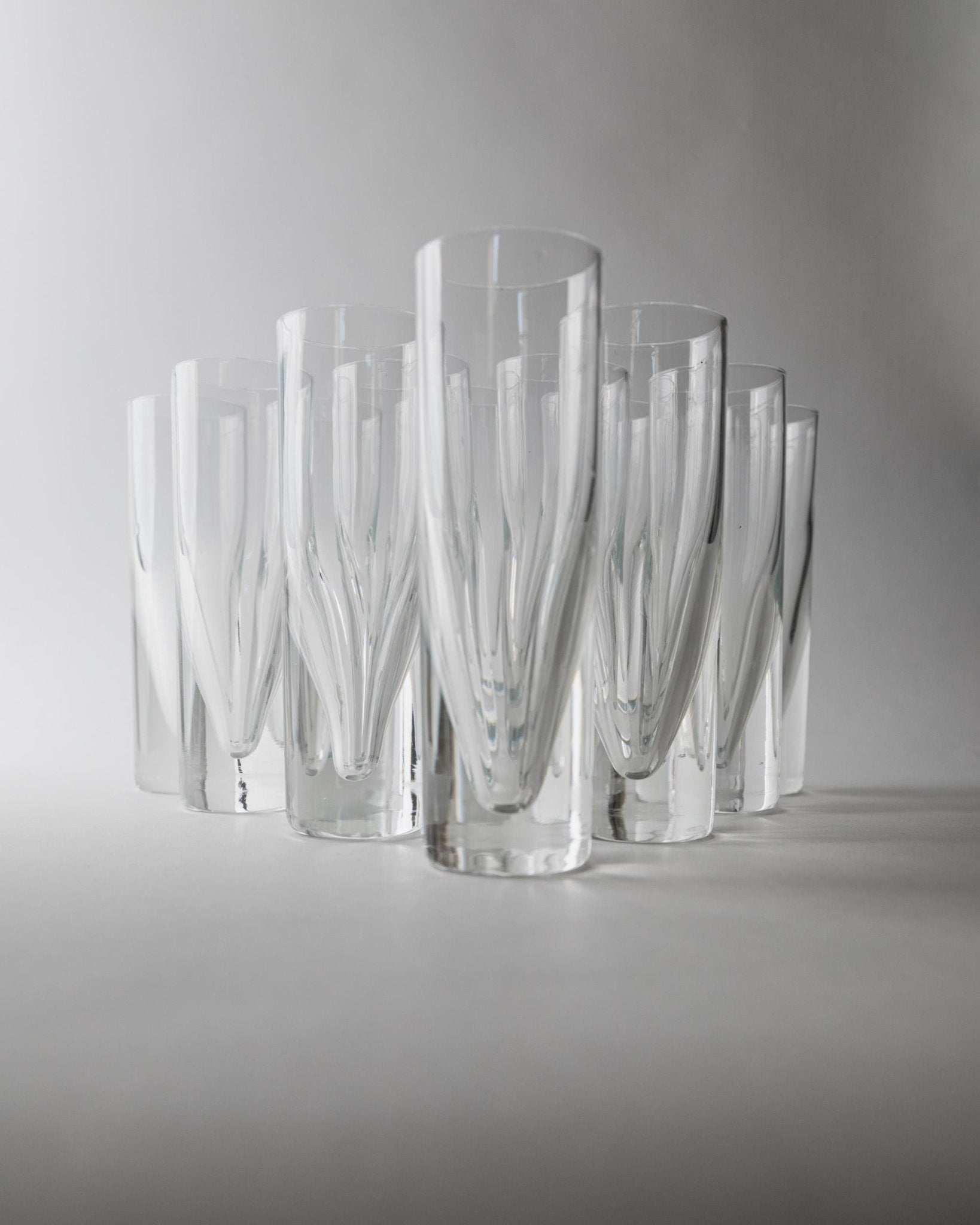 Vintage 1960s Drinking Glass Set of 12, Clear Murano Art Glass Design by Carlo Moretti Model Bullet, Italian Tableware, Elegant Gift Idea_Bottega Jacobs