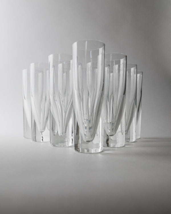 Vintage 1960s Drinking Glass Set of 12, Clear Murano Art Glass Design by Carlo Moretti Model Bullet, Italian Tableware, Elegant Gift Idea_Bottega Jacobs
