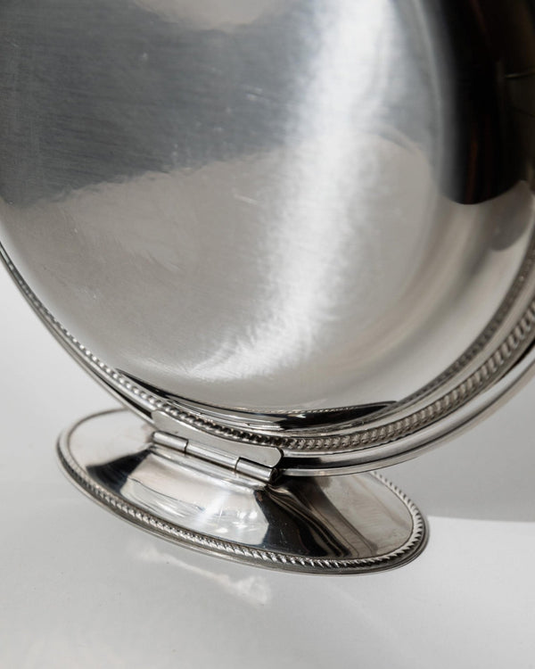 Vintage 1960s Folding Serving Tray Etagere, Three Engraved Stainless Steel Plates, Design by Carlo Alessi Mercury Series 898, Gift Idea_Bottega Jacobs