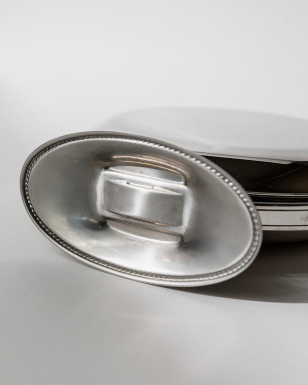 Vintage 1960s Folding Serving Tray Etagere, Three Engraved Stainless Steel Plates, Design by Carlo Alessi Mercury Series 898, Gift Idea_Bottega Jacobs