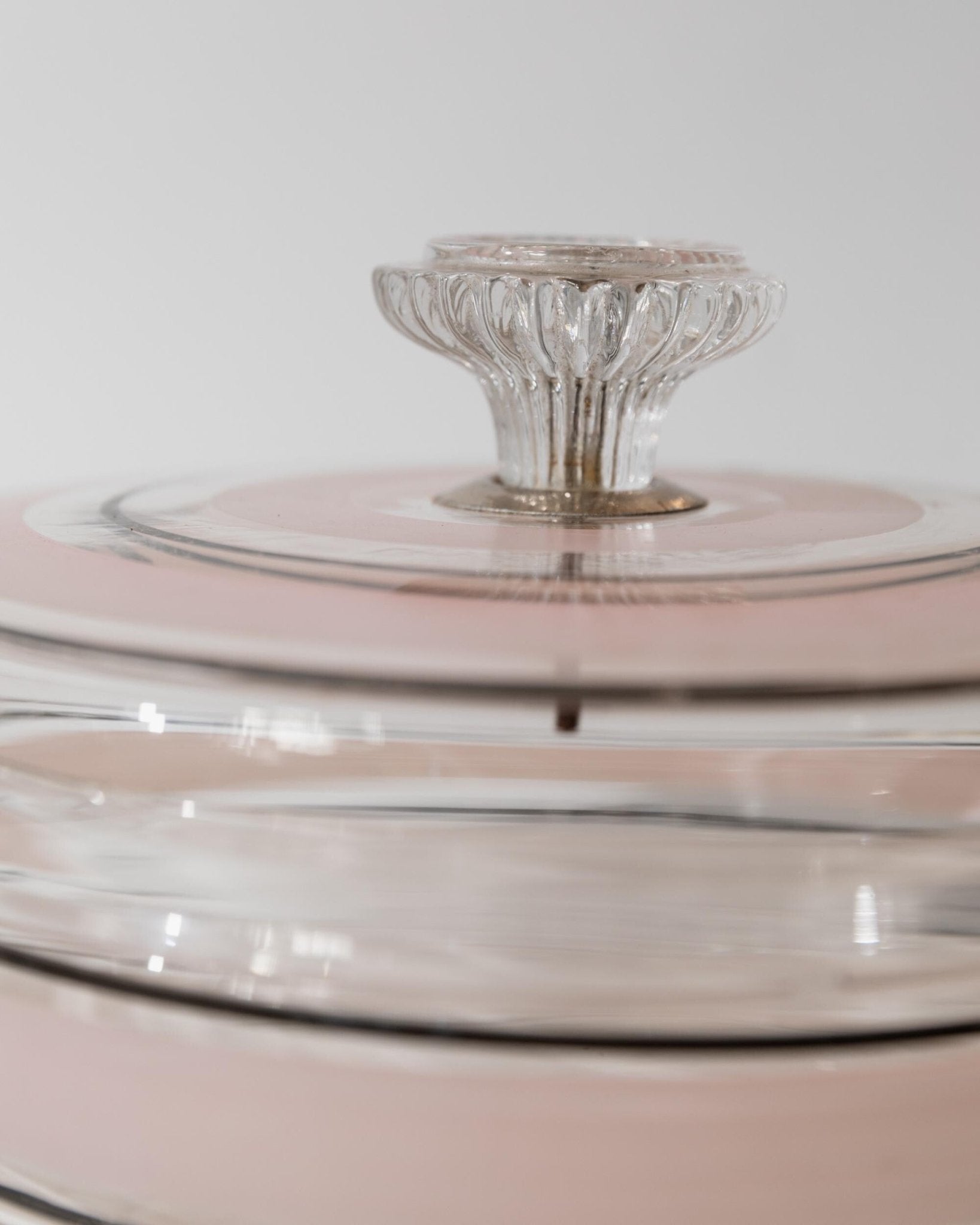 Vintage 1960s Glass Bonboniere, Lidded Candy Glass Jar with Pink and Black Stripes, Ornate Glass Finial, Italian Art Glass, Gift Idea_Bottega Jacobs