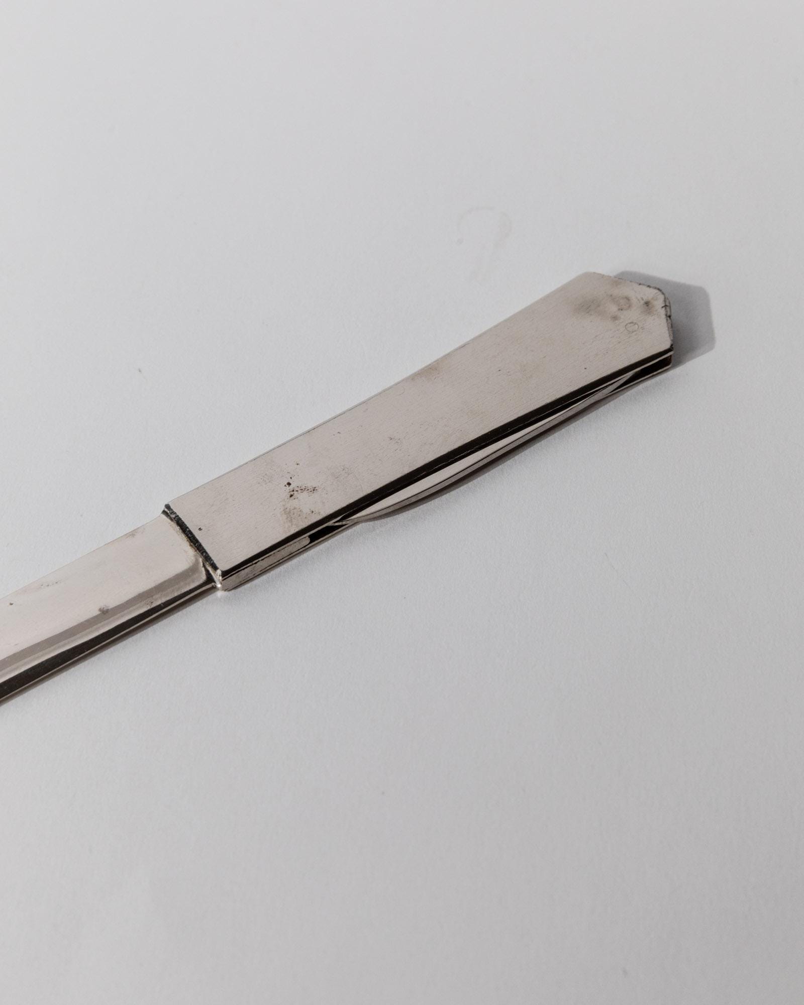 Vintage 1960s Metal Letter Opener, With Folding Mini Knife, Elegant Office Accessory, Classic Desk Design, Retro Gift Idea_Bottega Jacobs