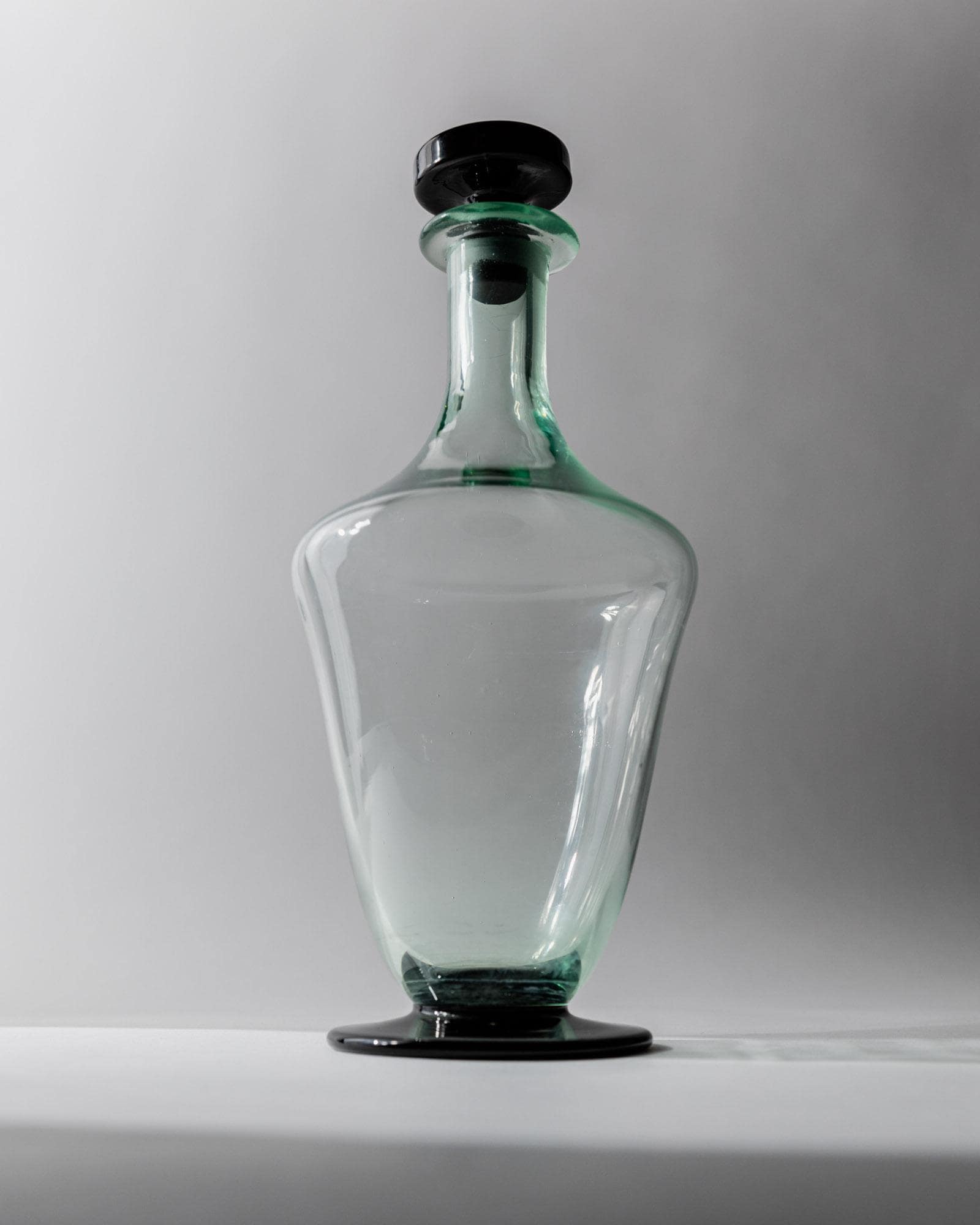 Vintage 1960s Murano Glass Decanter, Green and Black Art Glass with Stopper, Sculptural Italian Design, Elegant Bar Accessory, Gift Idea_Bottega Jacobs