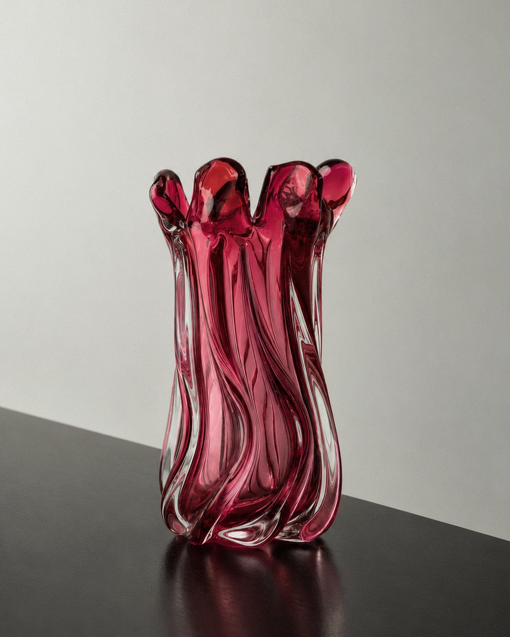 Vintage 1960s Murano Glass Vase, Organic Swirl Form in Berry Tone, Hand Blown Italian Art Glass, Sculptural Home Decor, Timeless Gift Idea_Bottega Jacobs