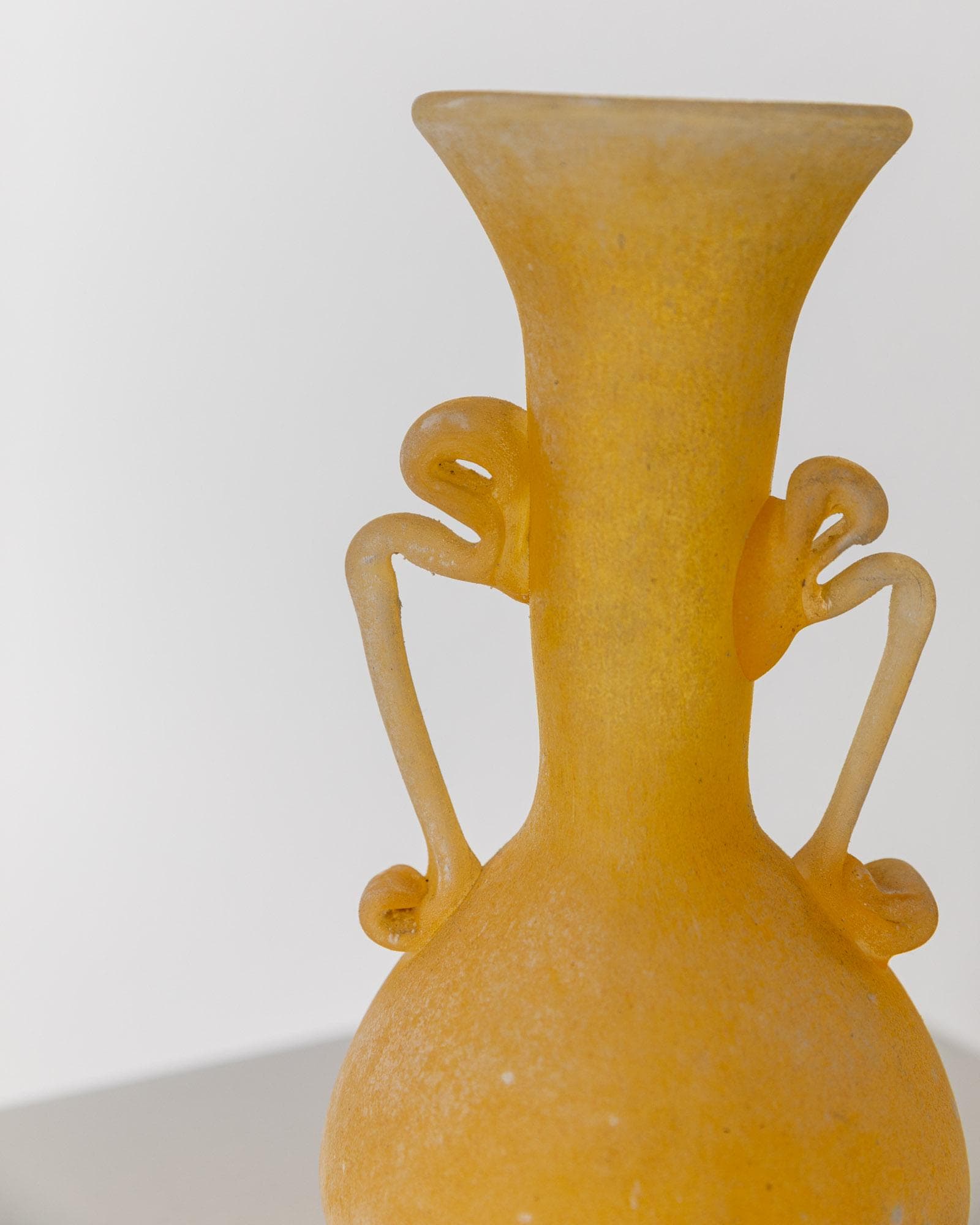 Vintage 1960s Murano Scavo Glass Vase, Yellow Art Deco Design, Rare Italian Art Glass, Retro Home Decor, Elegant Gift Idea_Bottega Jacobs
