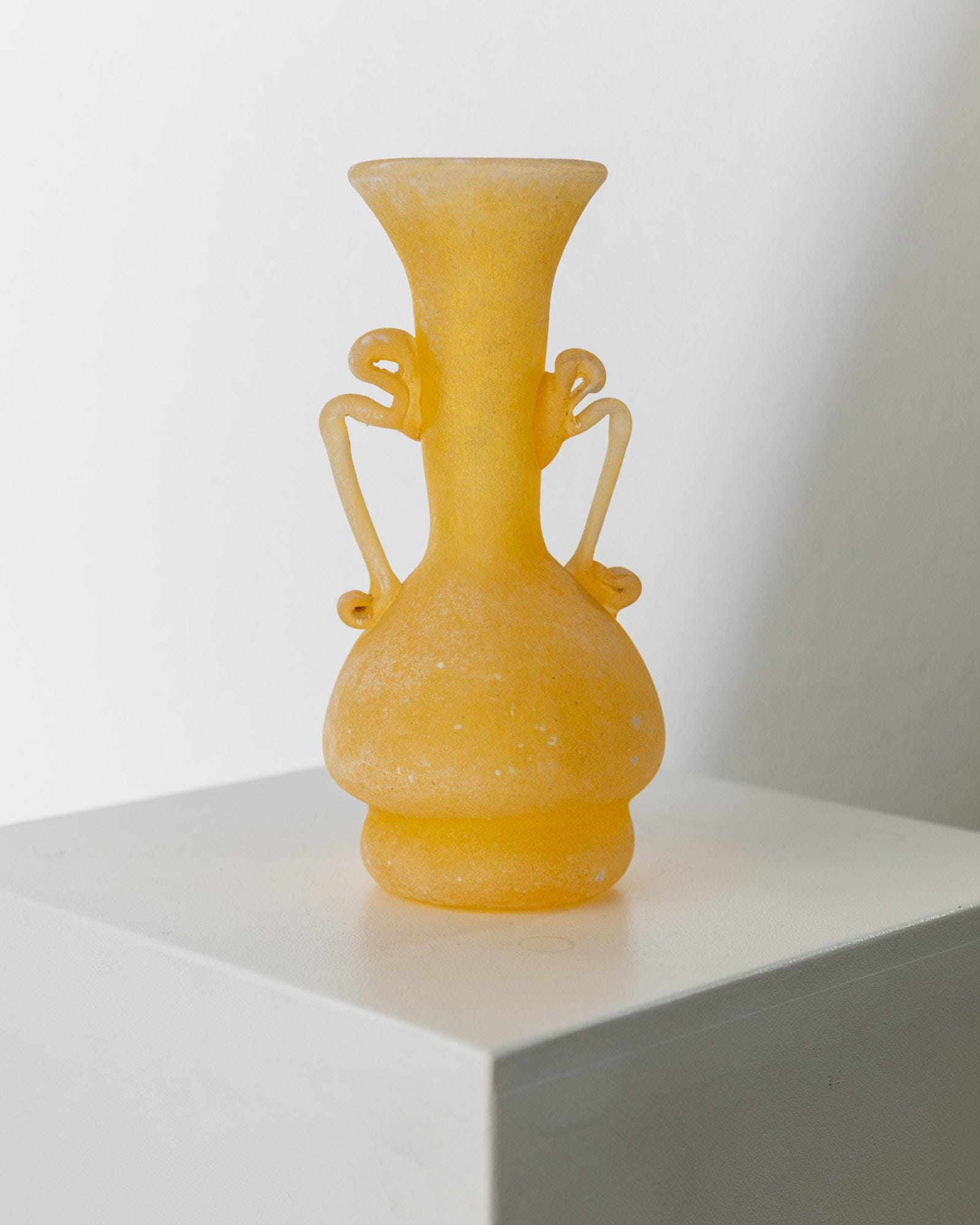 Vintage 1960s Murano Scavo Glass Vase, Yellow Art Deco Design, Rare Italian Art Glass, Retro Home Decor, Elegant Gift Idea_Bottega Jacobs