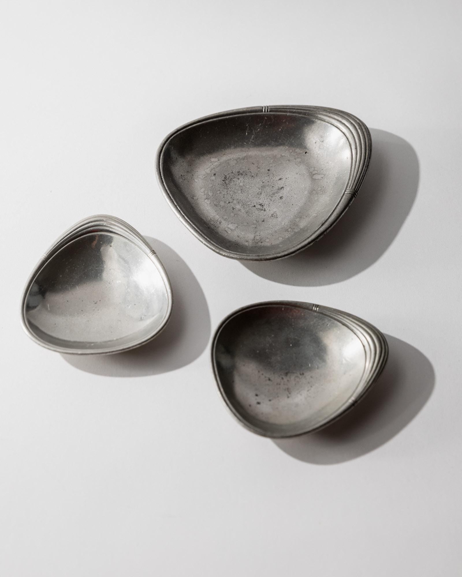 Vintage 1960s Pewter Bowls, Set of 3, by Just Denmark, Drop Shaped Scandinavian Design, Decorative Table Decor, Timeless Elegant Gift Idea_Bottega Jacobs