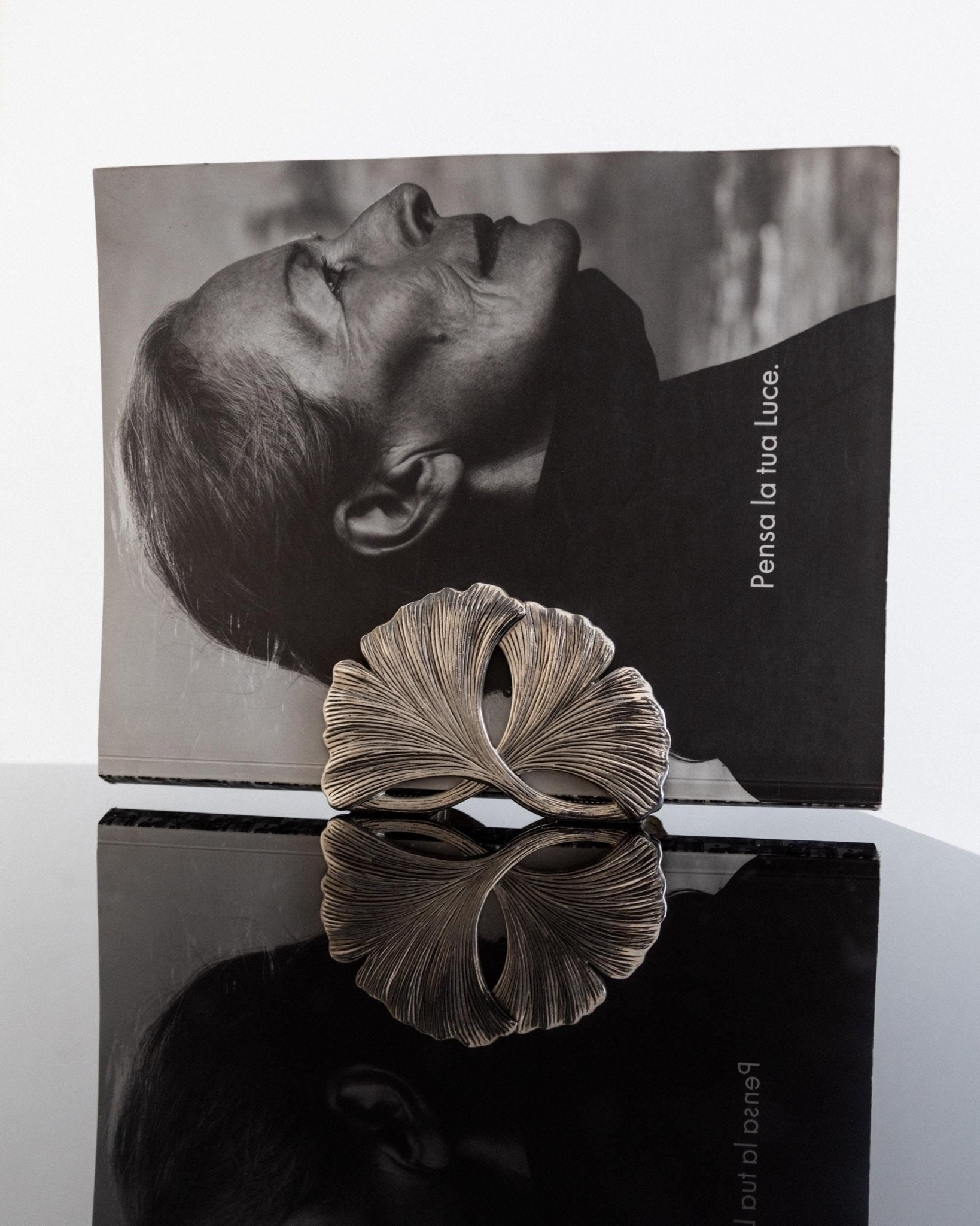 Vintage 1960s Silver Plated Holder, Ginkgo Motif for Napkins or Magazines, Timeless Italian Design, Retro Decor, Elegant Gift Idea_Bottega Jacobs