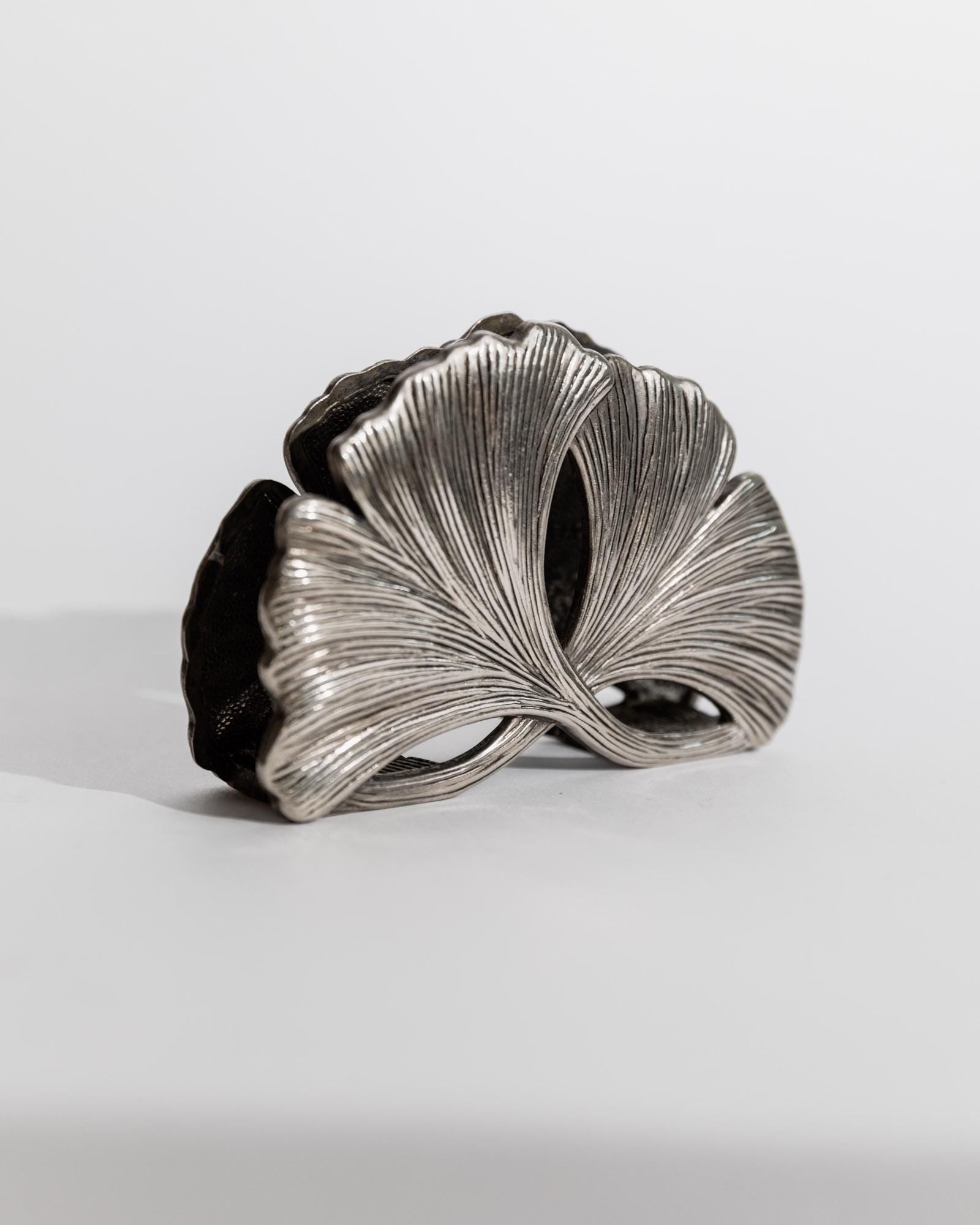 Vintage 1960s Silver Plated Holder, Ginkgo Motif for Napkins or Magazines, Timeless Italian Design, Retro Decor, Elegant Gift Idea_Bottega Jacobs