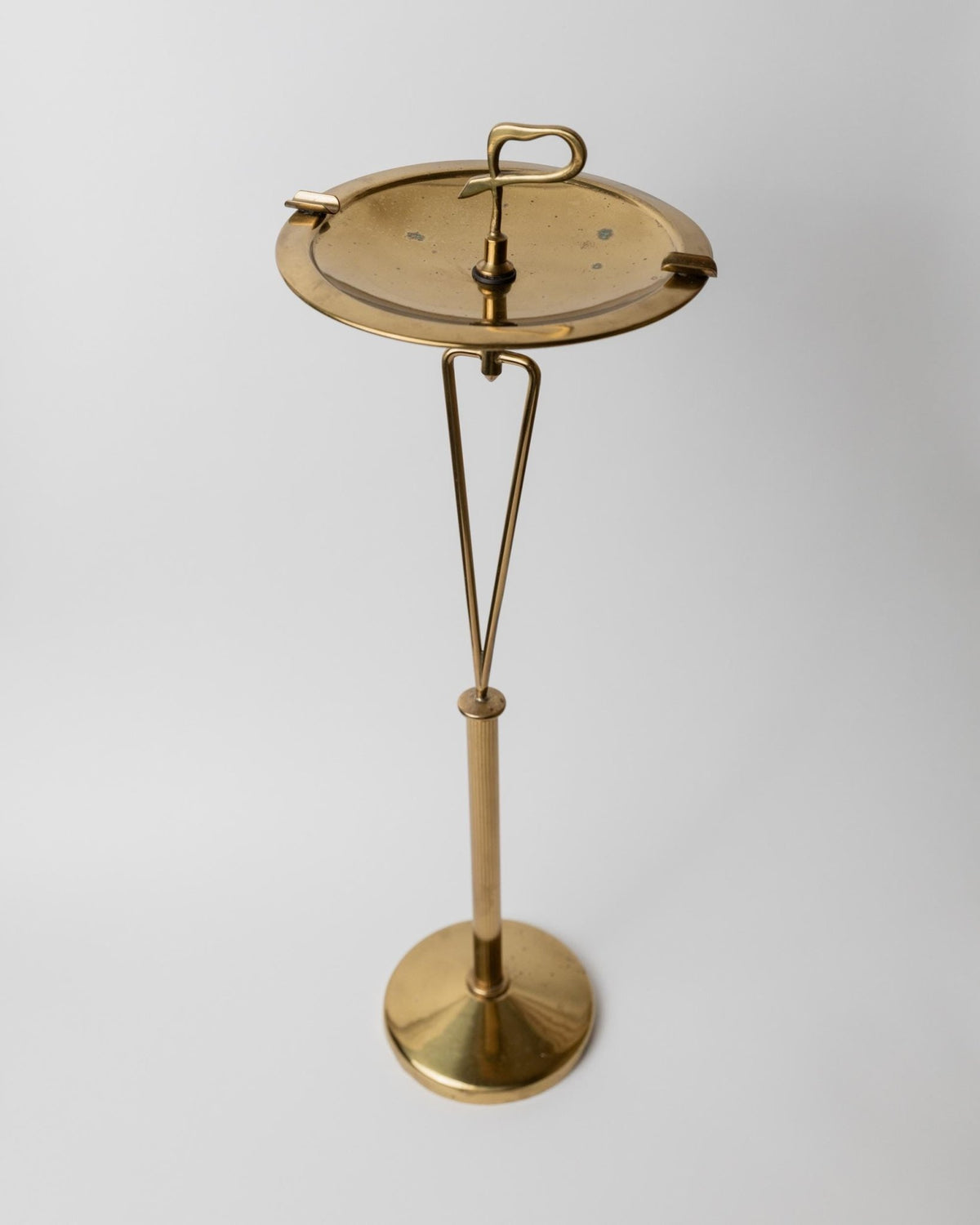 Vintage 1960s Solid Brass Standing Ashtray, Italian Postal Service with Sculptural P Shaped Handle, Mid Century Floor Ashtray, Gift Idea_Bottega Jacobs