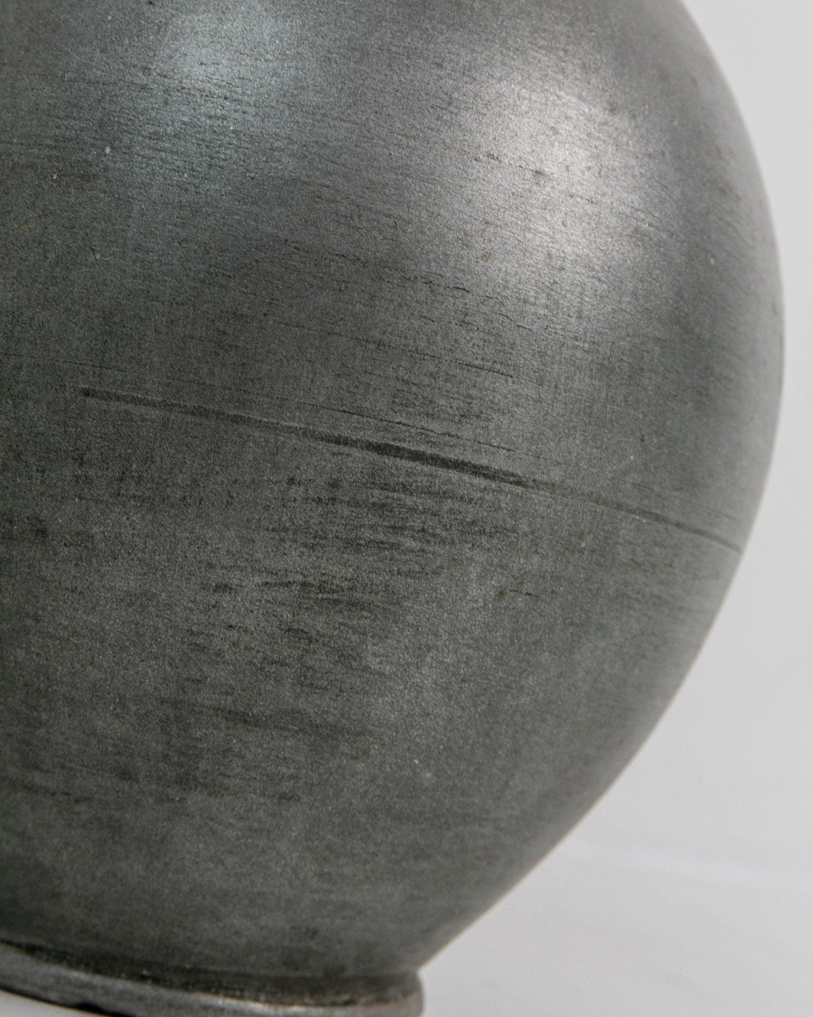 Vintage 1960s Studio Ceramic Vase with Handle, Large Rounded Form with Silver Glaze, Timeless Design, handmade Pottery, Elegant Gift Idea_Bottega Jacobs