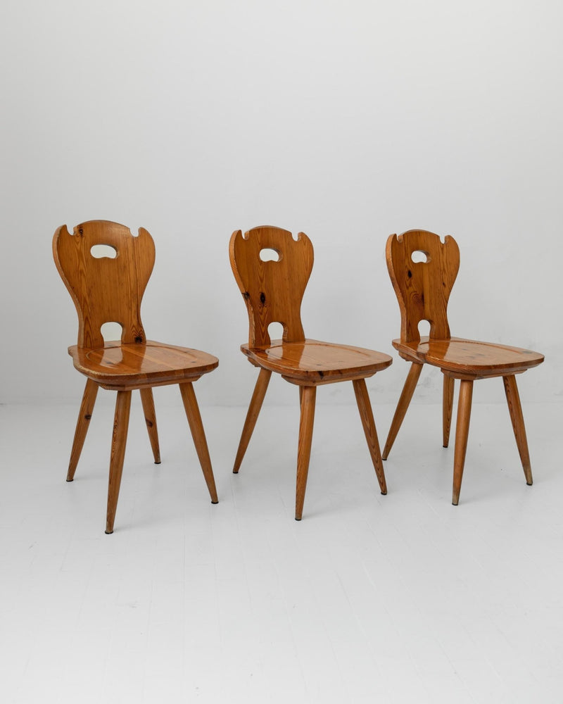 Vintage 1960s Wooden Farmhouse Chairs Set of 3, Solid Wood Folk Style Dining Seating, Rustic Interior Decor, Timeless Design, Gift Idea_Bottega Jacobs