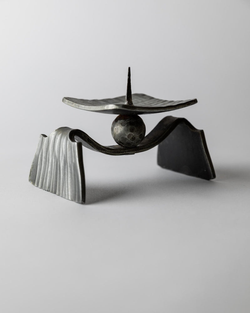 Vintage 1970s Brutalist Iron Candle Holder, Handmade Sculptural Metalwork, Rustic Mid Century Design, Decorative Table Accent, Gift Idea
