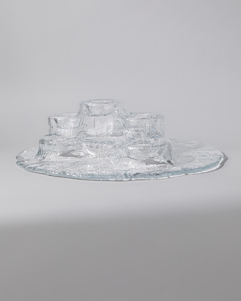 Vintage 1970s Glass Candleholder, Vulcano by Pertti Kallioinen for Muurla, Six Tealights or Candles, Scandinavian Design, Elegant Gift Idea_Bottega Jacobs