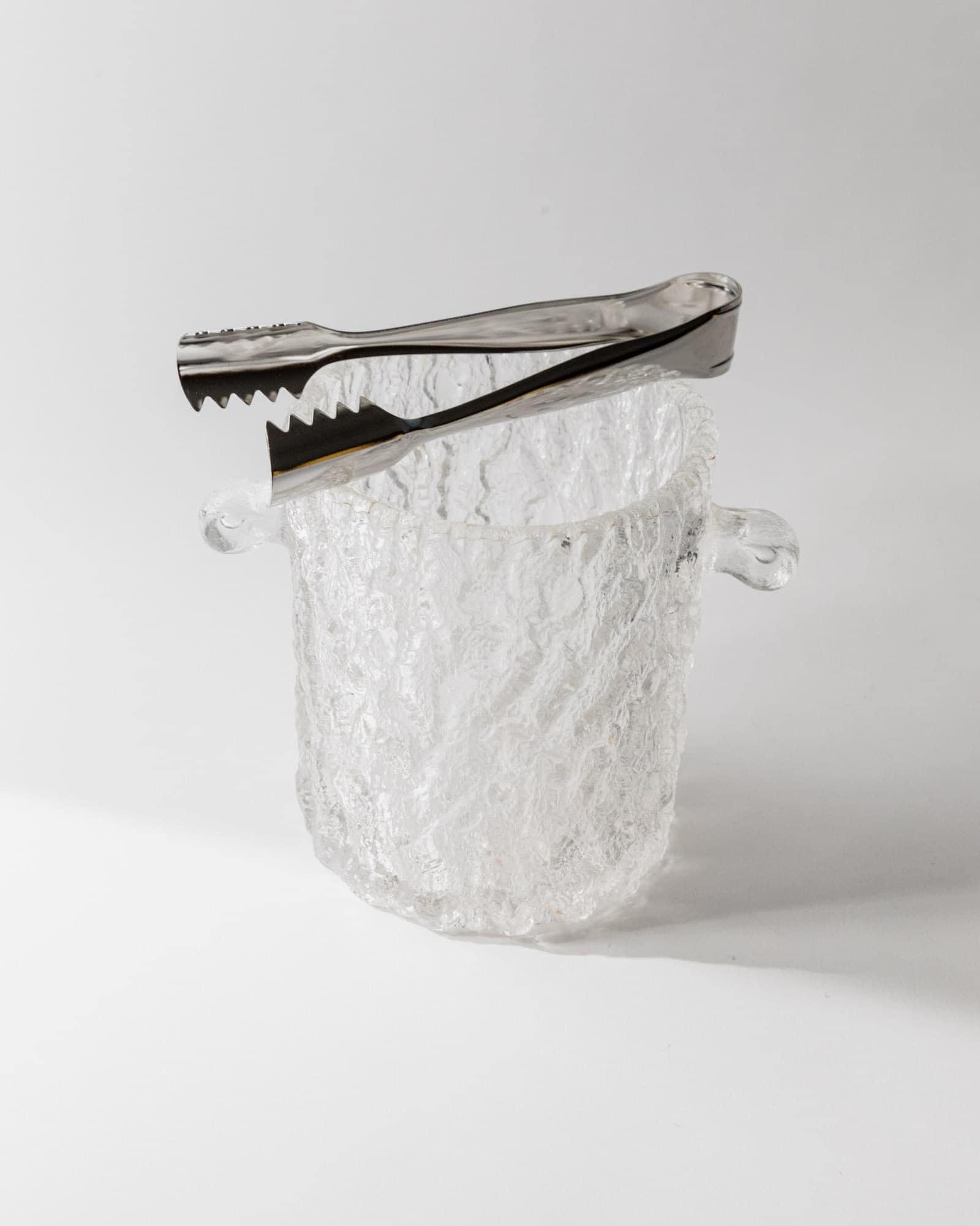 Vintage 1970s Glass Ice Bucket or Champagne Cooler, Textured Glass with Stainless Steel Gripper, Retro Bar Accessory, Elegant Gift Idea_Bottega Jacobs