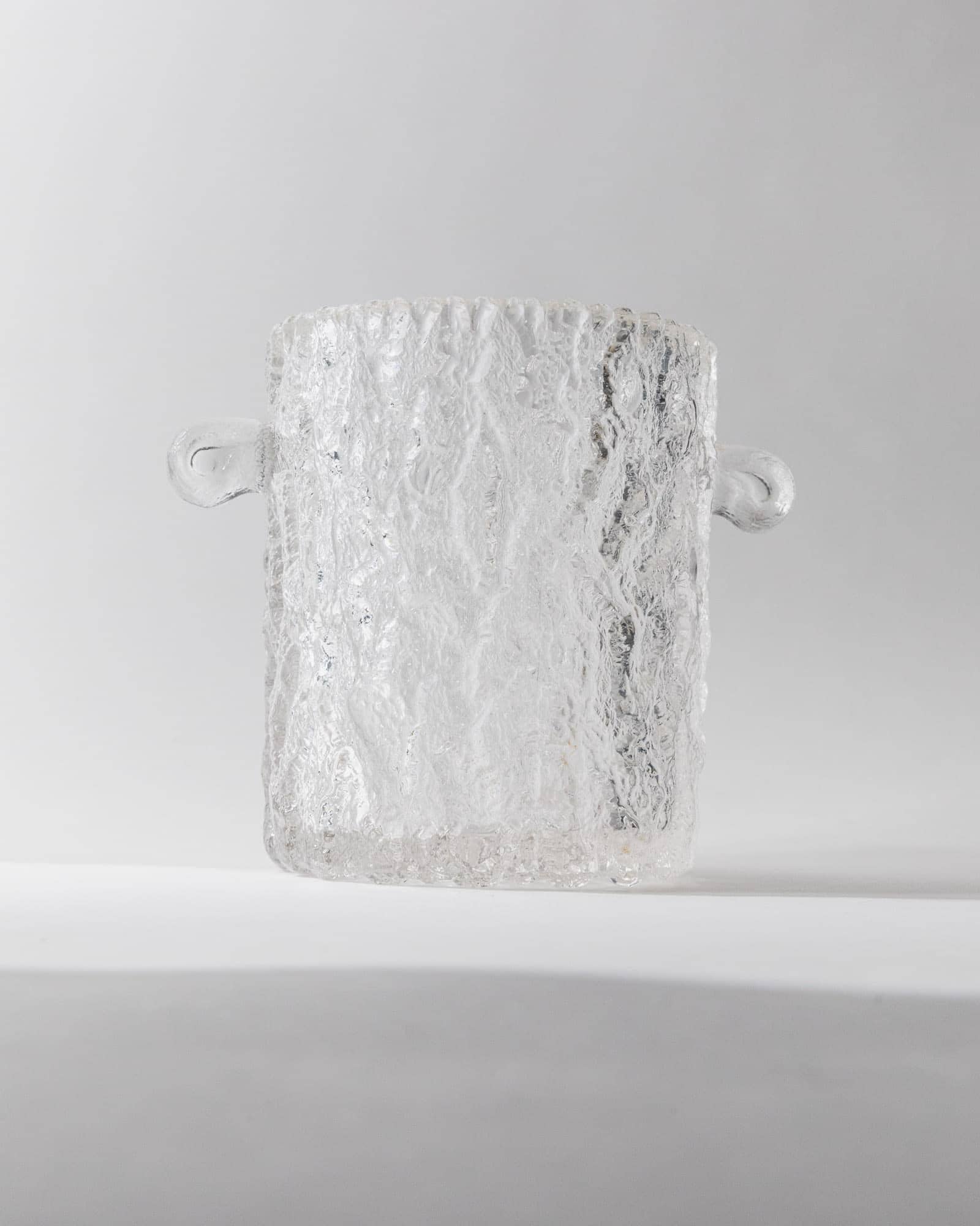 Vintage 1970s Glass Ice Bucket or Champagne Cooler, Textured Glass with Stainless Steel Gripper, Retro Bar Accessory, Elegant Gift Idea_Bottega Jacobs