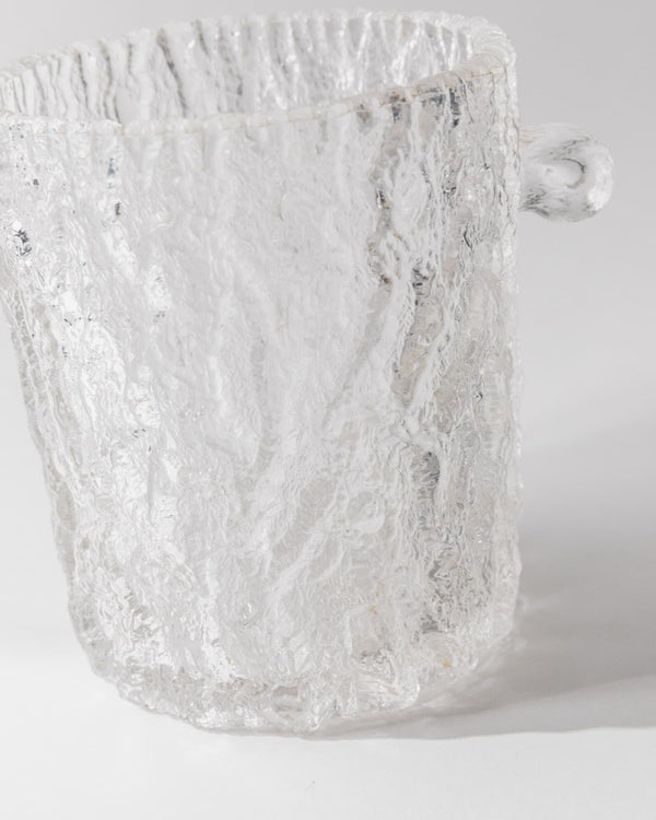 Vintage 1970s Glass Ice Bucket or Champagne Cooler, Textured Glass with Stainless Steel Gripper, Retro Bar Accessory, Elegant Gift Idea_Bottega Jacobs