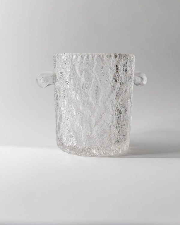 Vintage 1970s Glass Ice Bucket or Champagne Cooler, Textured Glass with Stainless Steel Gripper, Retro Bar Accessory, Elegant Gift Idea_Bottega Jacobs