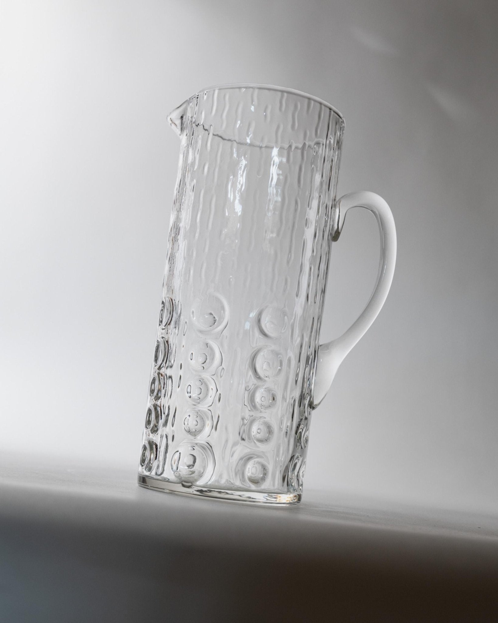 Vintage 1970s Hand Blown Glass Pitcher, Bubble Glass Mid Century Design, Sculptural Art Glass Belgium, Elegant Table Decor, Gift Idea_Bottega Jacobs
