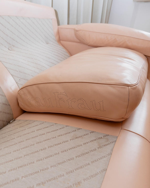 Vintage 1970s Leather Sofa, 4 - 6 Seater, Blush Colour, by Tito Agnoli for Poltrona Frau, Model Petronio, Luxury Furniture, Module Part Sofa_Bottega Jacobs