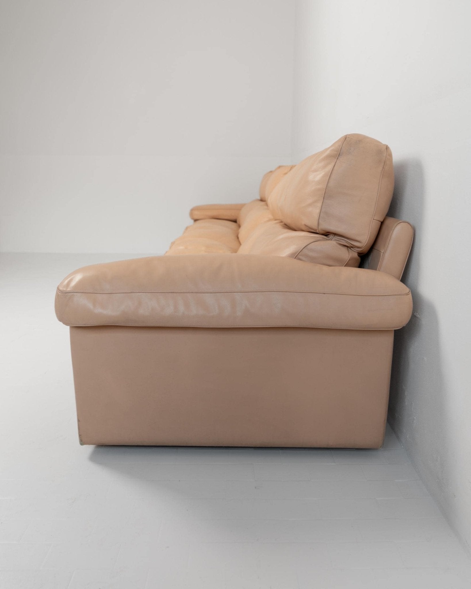 Vintage 1970s Leather Sofa, 4 - 6 Seater, Blush Colour, by Tito Agnoli for Poltrona Frau, Model Petronio, Luxury Furniture, Module Part Sofa_Bottega Jacobs