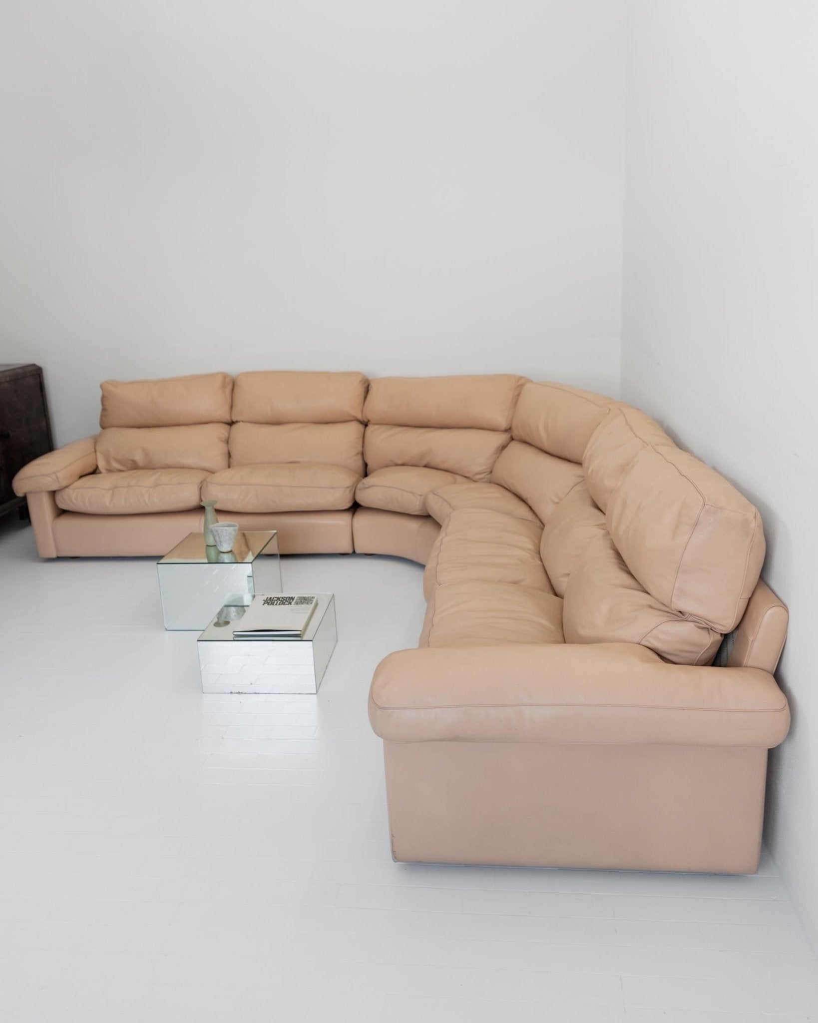 Vintage 1970s Leather Sofa, 4 - 6 Seater, Blush Colour, by Tito Agnoli for Poltrona Frau, Model Petronio, Luxury Furniture, Module Part Sofa_Bottega Jacobs